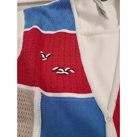 Koret Coastal Grandma Short Sleeve Sweater Patriotic Embroidered Beach Size L - Picture 11 of 12